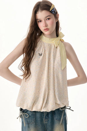 Butterfly Halter Neck Sleeveless Top
