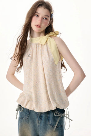 Butterfly Halter Neck Sleeveless Top