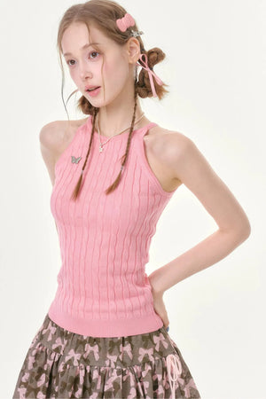 Butterfly Whisper Knit Halter Vest