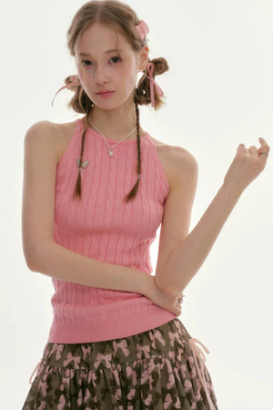 Butterfly Whisper Knit Halter Vest