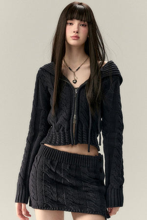 Button Detail A-Line Knit Skirt