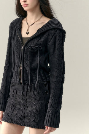 Button Detail A-Line Knit Skirt