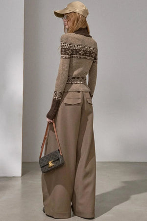 Button Pleated Winter Pants