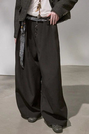 Button Pleated Winter Pants