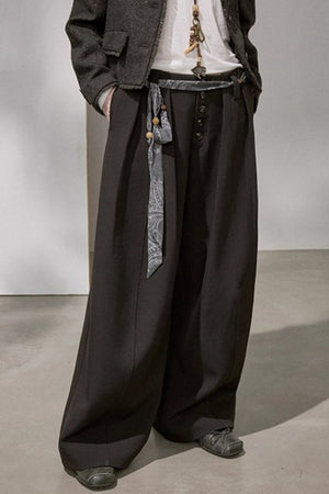 Button Pleated Winter Pants