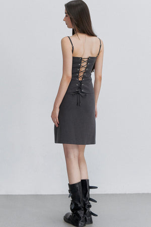 Buttoned Tie Waist Tube Top