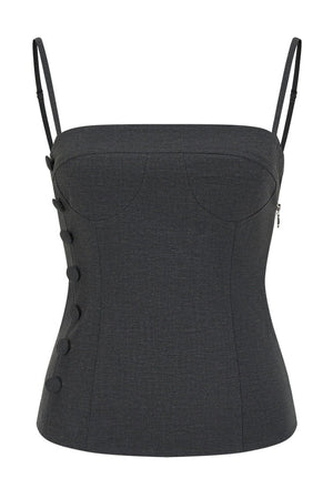 Buttoned Tie Waist Tube Top