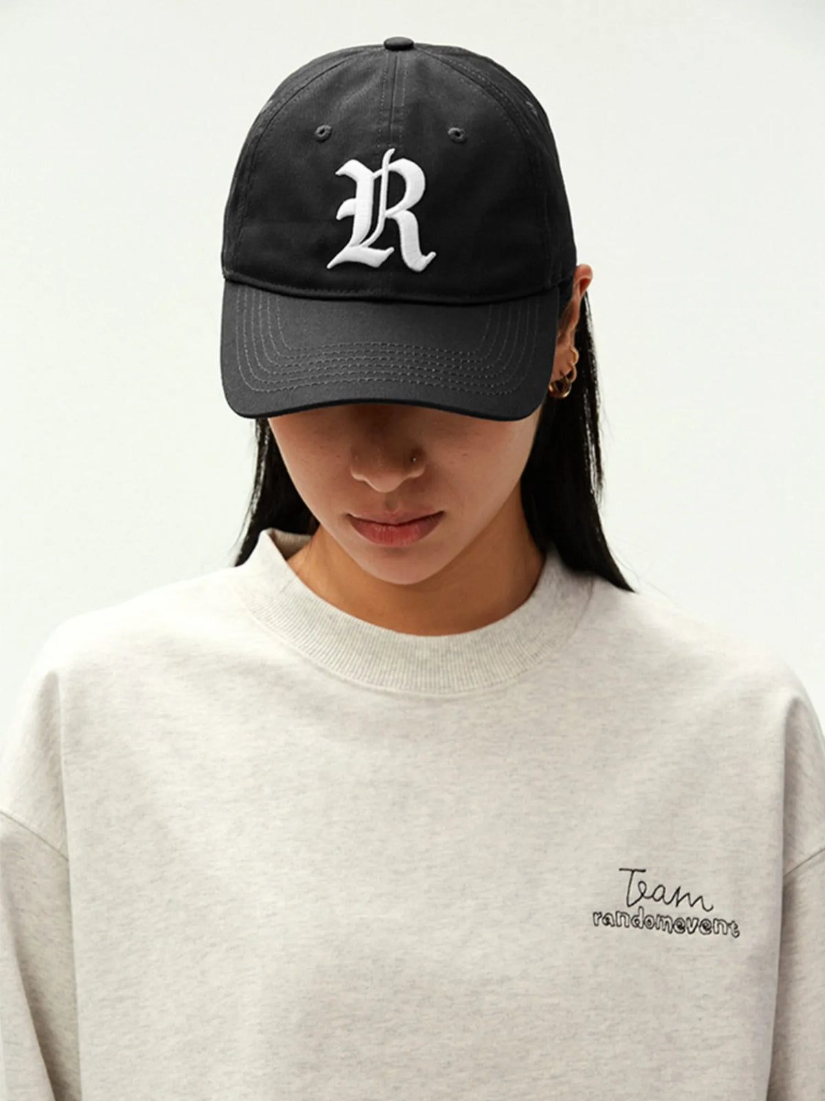 Retro R Embroidered Curved Brim Baseball Cap