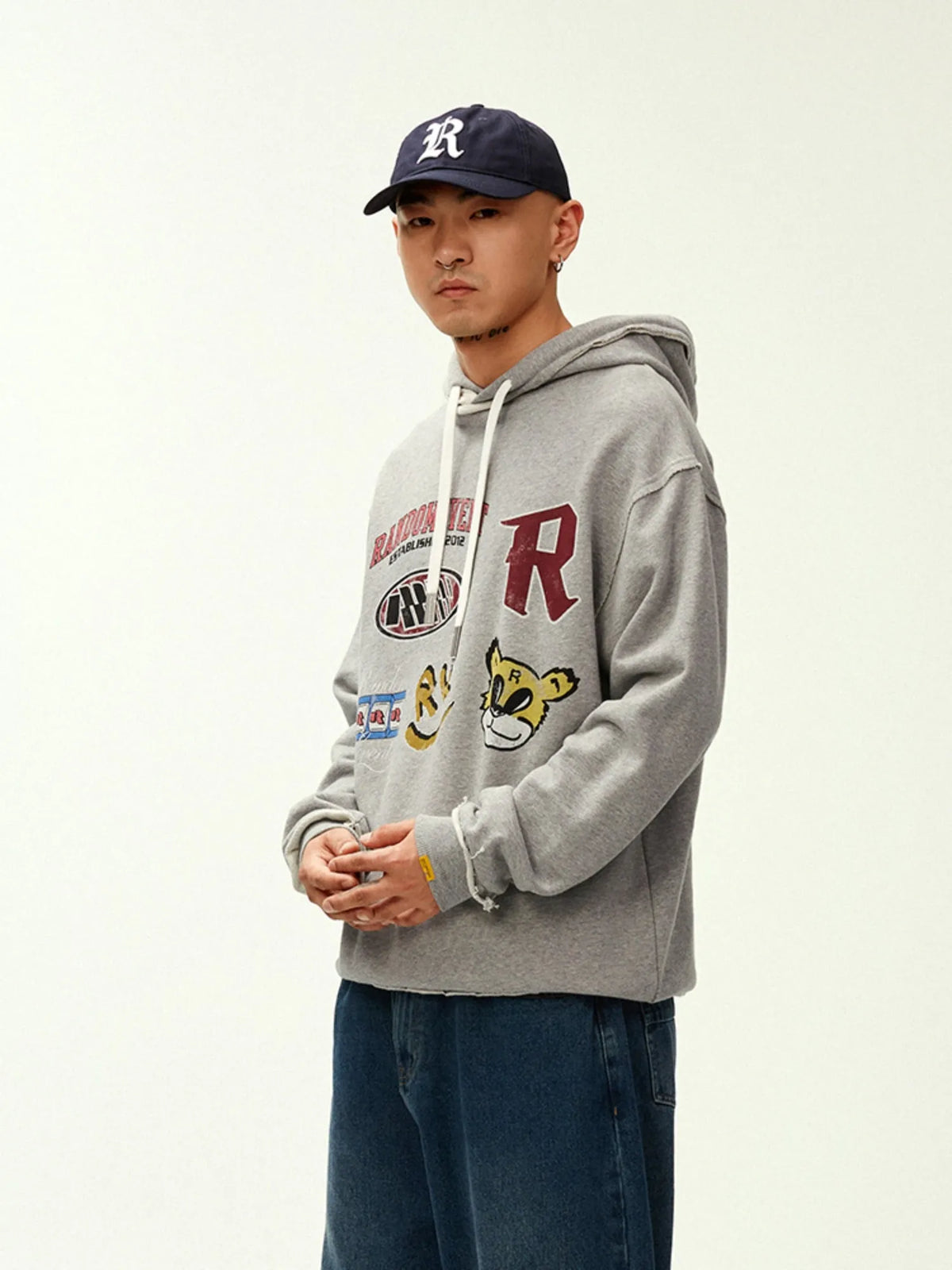Vintage Graphic Frayed Edge Hoodie