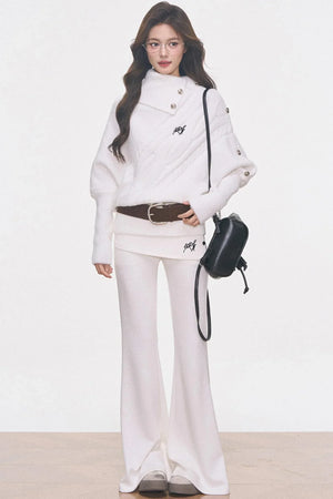Cable Knit Waist-Cinching Sweater Set-Up
