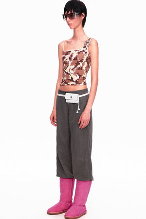 Camouflage Leopard Print Asymmetrical Metal Buckle Camisole