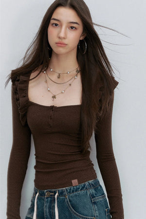 Caramel Pleated Knit Top