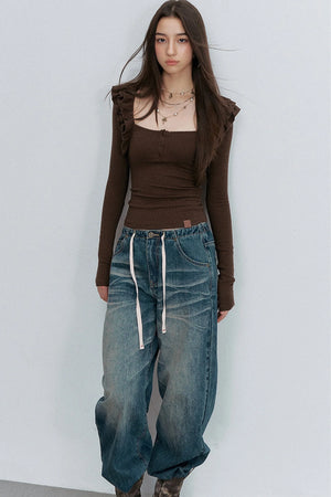 Caramel Pleated Knit Top