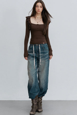 Caramel Pleated Knit Top