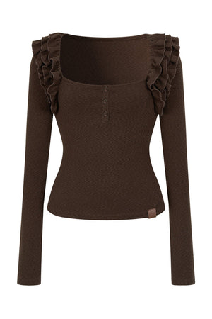 Caramel Pleated Knit Top