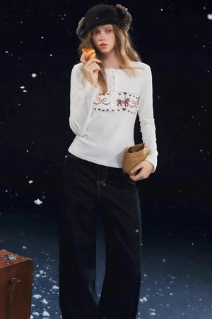 Carousel Print Velvet Top