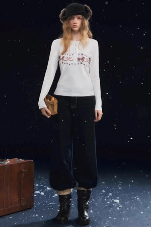 Carousel Print Velvet Top