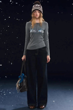 Carousel Print Velvet Top