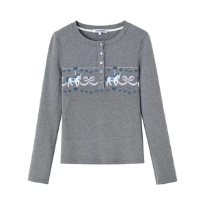 Carousel Print Velvet Top