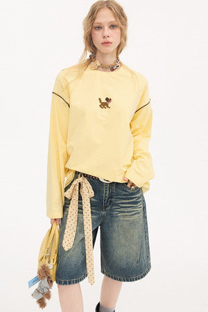 Cartoon Puppy Embroidery T-Shirt