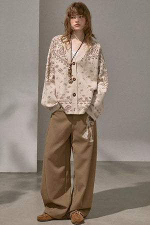 Cashew Flower V-Neck Premium Knit Cardigan