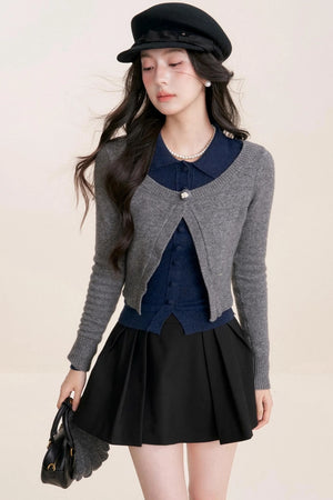 Cashmere Wool Crew Neck Knit Coat