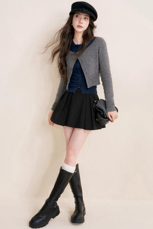 Cashmere Wool Crew Neck Knit Coat