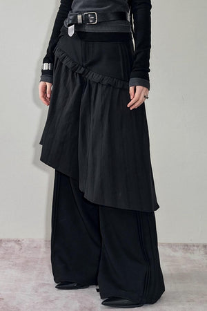 Casual Culottes Pleats Lace Pants