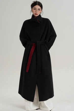 Casual Double-Sided High Neck Wool Coat