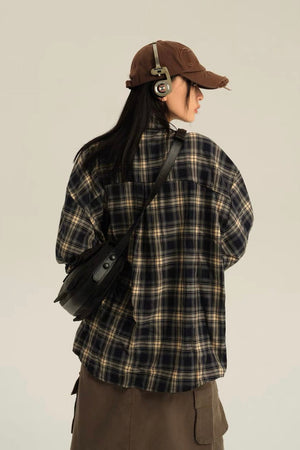 casual loose check shirt