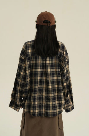 casual loose check shirt