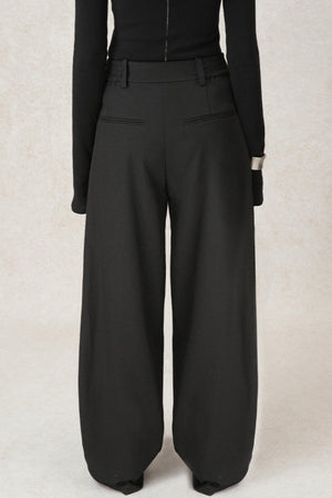 Casual Pleated Wide-Leg Suit Pants