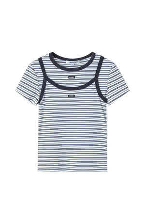 Casual Striped T-Shirt Suspender Set