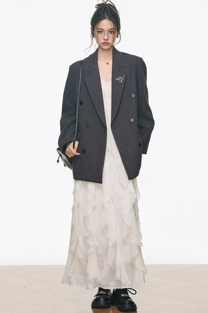 Casual Woolen Blazer Dress Set-Up