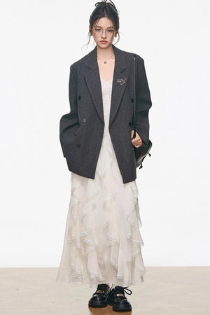 Casual Woolen Blazer Dress Set-Up
