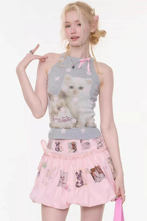 Cat and Rabbit Knitted Vest