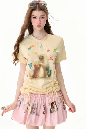 Cat Graphic Short-Sleeve T-Shirt