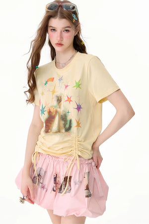 Cat Graphic Short-Sleeve T-Shirt