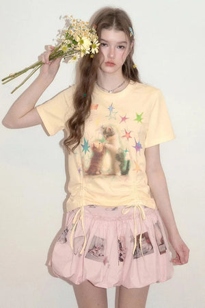 Cat Graphic Short-Sleeve T-Shirt