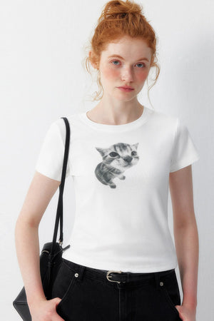 Cat Print T-Shirt