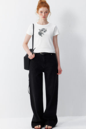 Cat Print T-Shirt