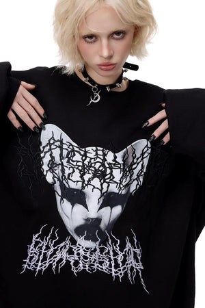 Cat Star Embroidery Sweatshirt