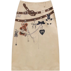 Chain Bear Khaki Skirt
