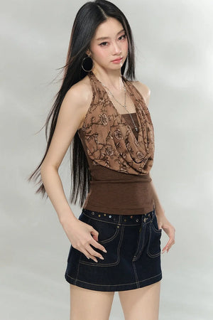 Chain Halter Neck Tank Top