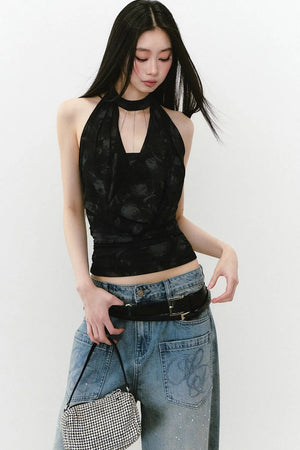Chain Halter Neck Tank Top