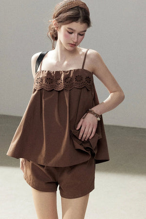 Chamomile Embroidered Camisole Set-Up