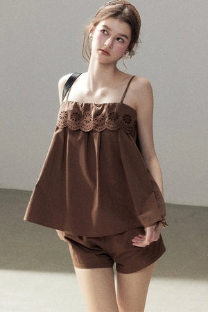 Chamomile Embroidered Camisole Set-Up