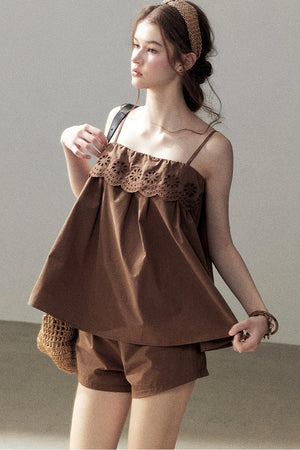 Chamomile Embroidered Camisole Set-Up