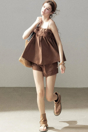 Chamomile Embroidered Camisole Set-Up
