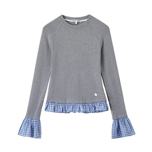 Check-Panelled Long-Sleeve Top